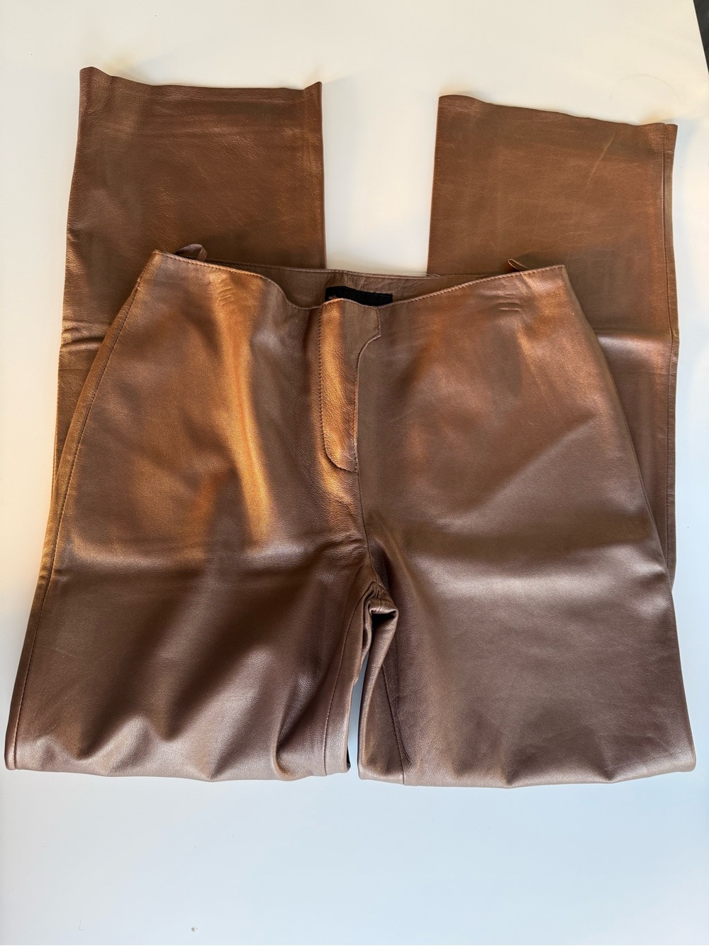 Vintage Express Genuine Leather Brown Bootcut Pants Y2K NWT Size 9/10